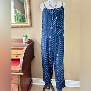 Ace & Jig Tie Neck Jumpsuit Sleeveless Jumper Overall Onesie Romper Blue Size XS